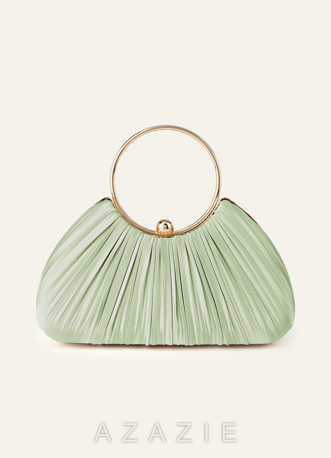 Matching Color Metallic Satin Pleated Handbag