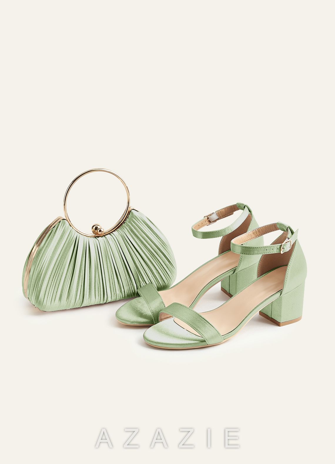 Matching Color Metallic Satin Pleated Handbag
