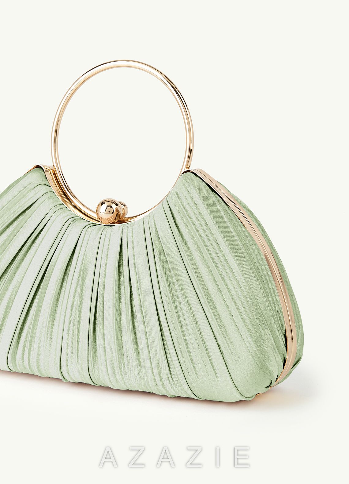 Matching Color Metallic Satin Pleated Handbag