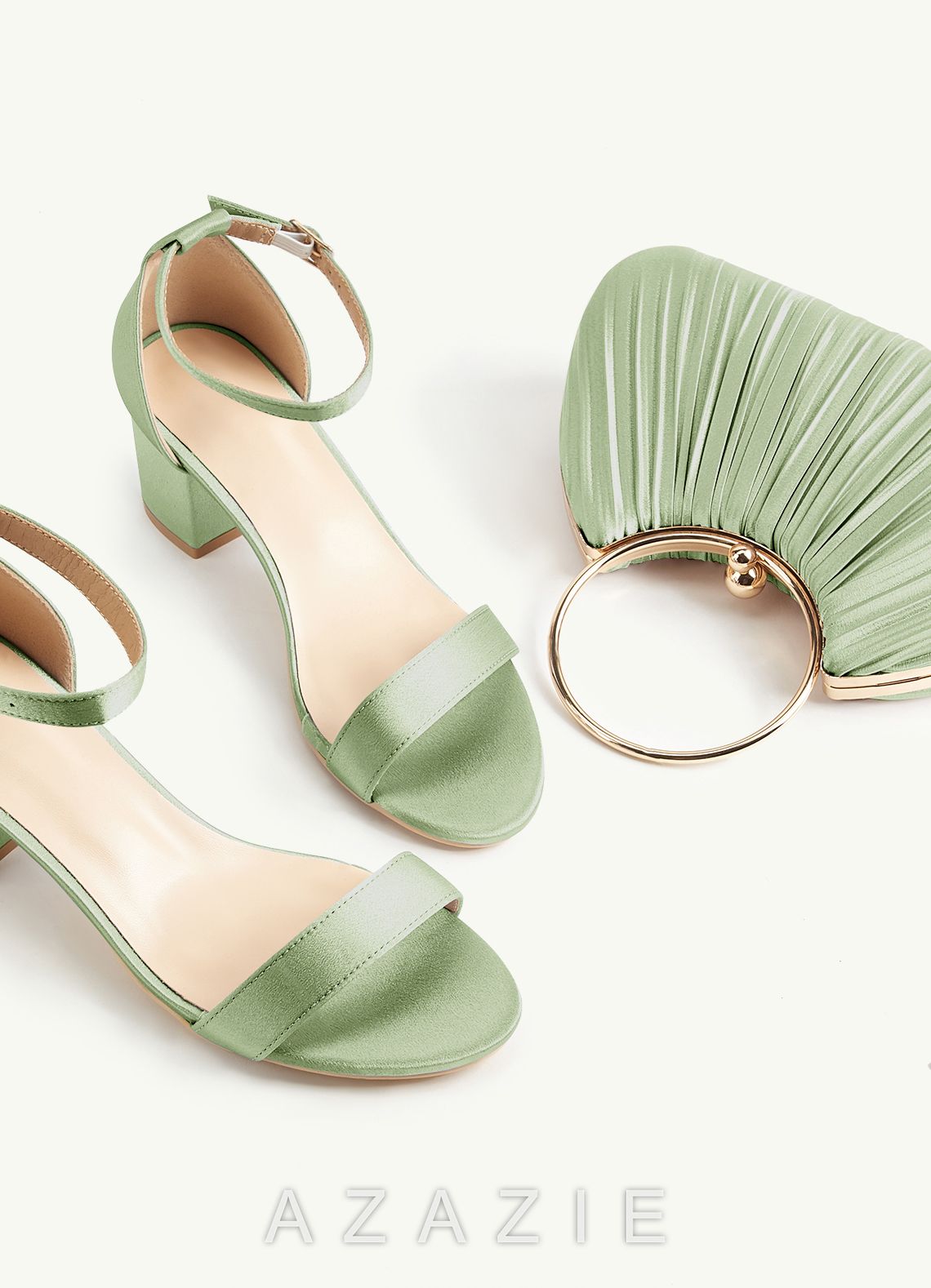 Matching Color Metallic Satin Pleated Handbag