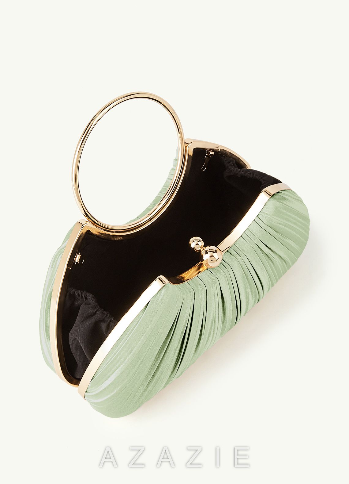 Matching Color Metallic Satin Pleated Handbag