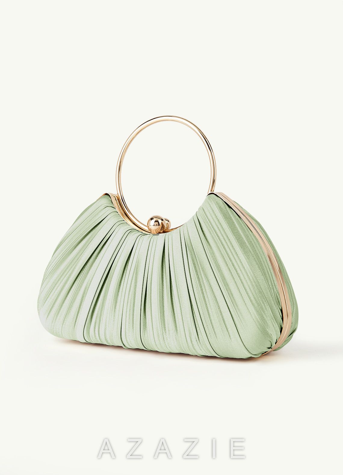 Matching Color Metallic Satin Pleated Handbag