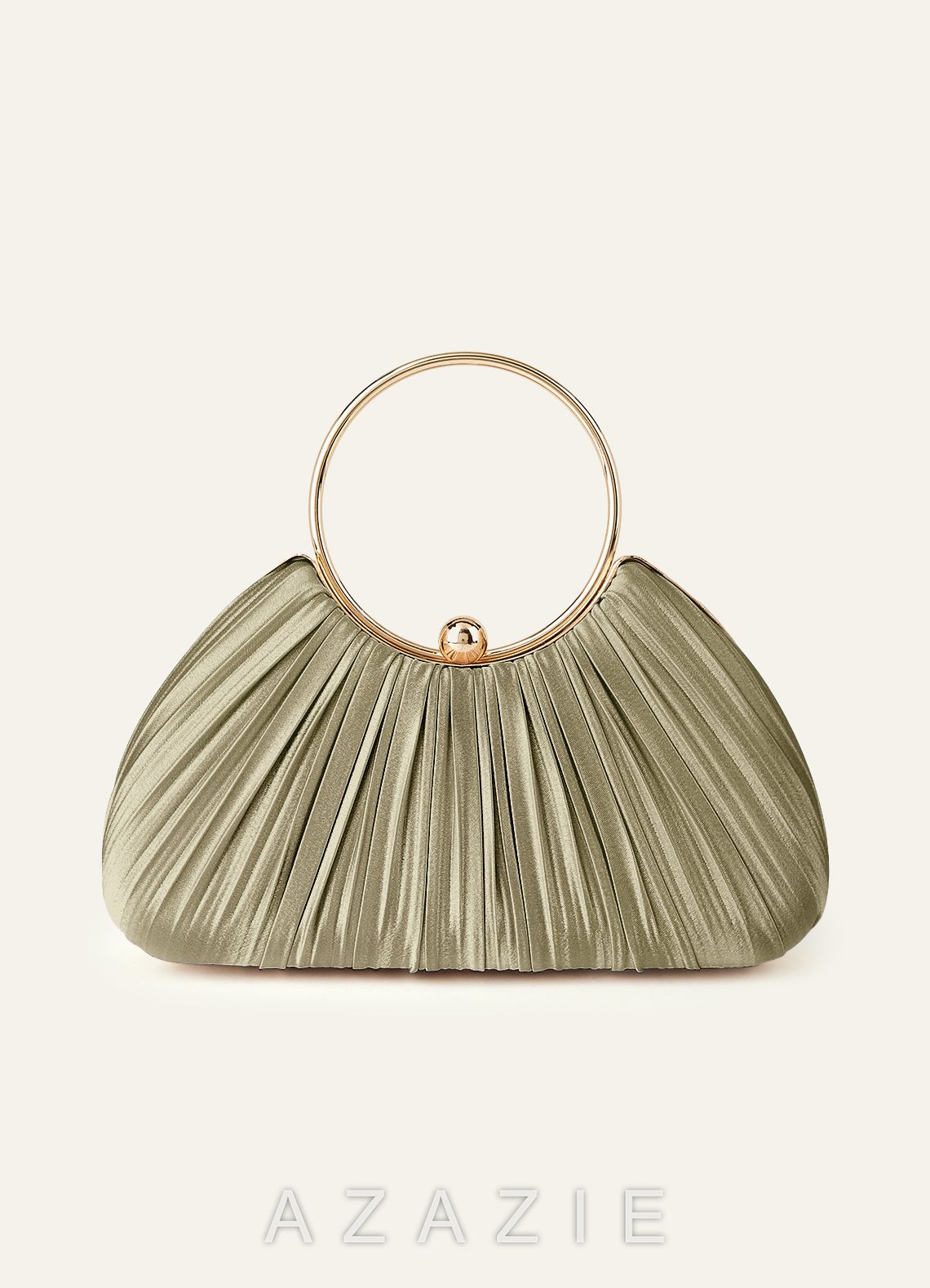 Matching Color Metallic Satin Pleated Handbag