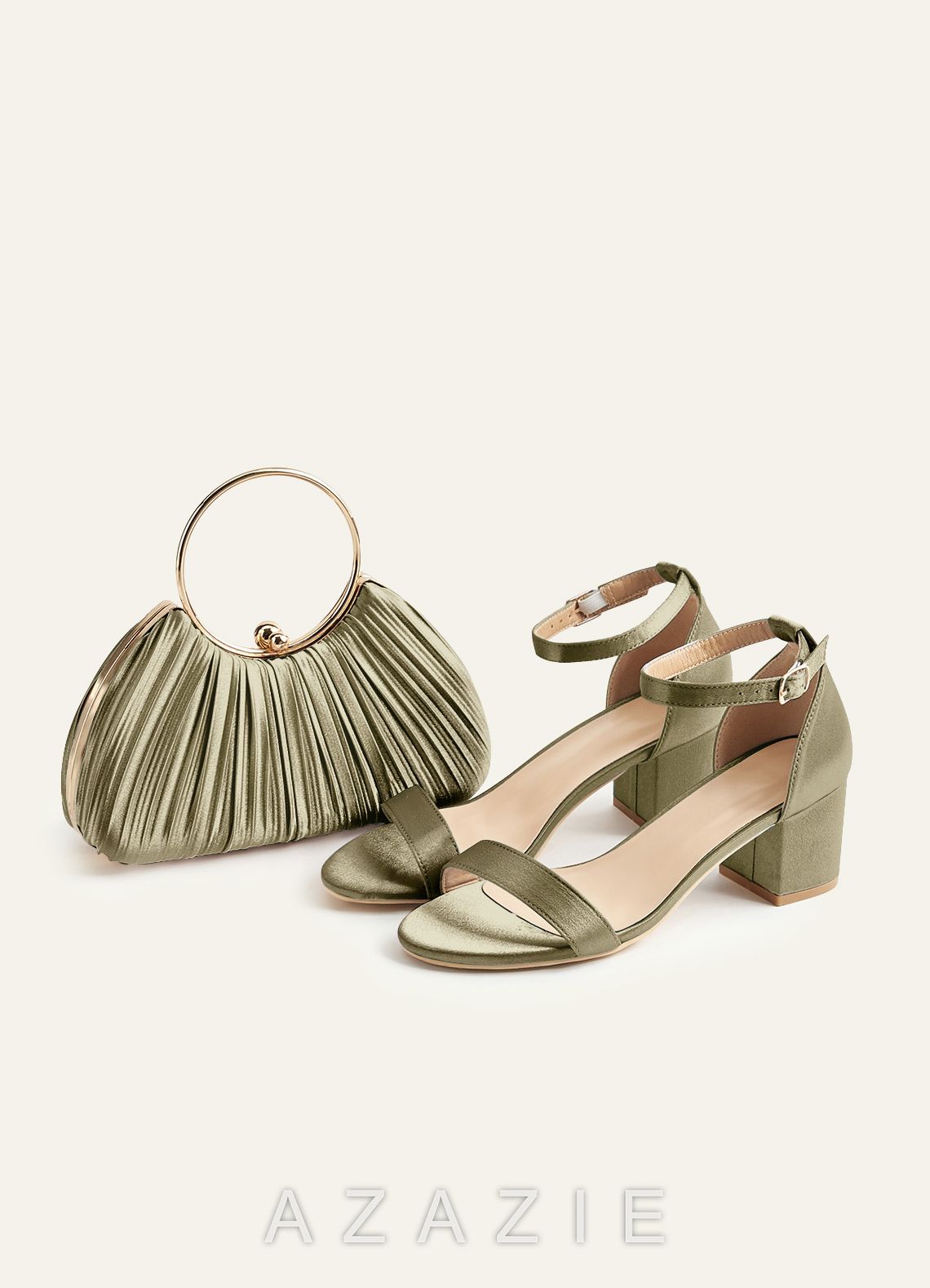 Matching Color Metallic Satin Pleated Handbag