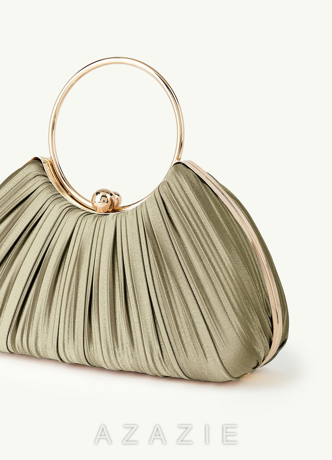 Matching Color Metallic Satin Pleated Handbag