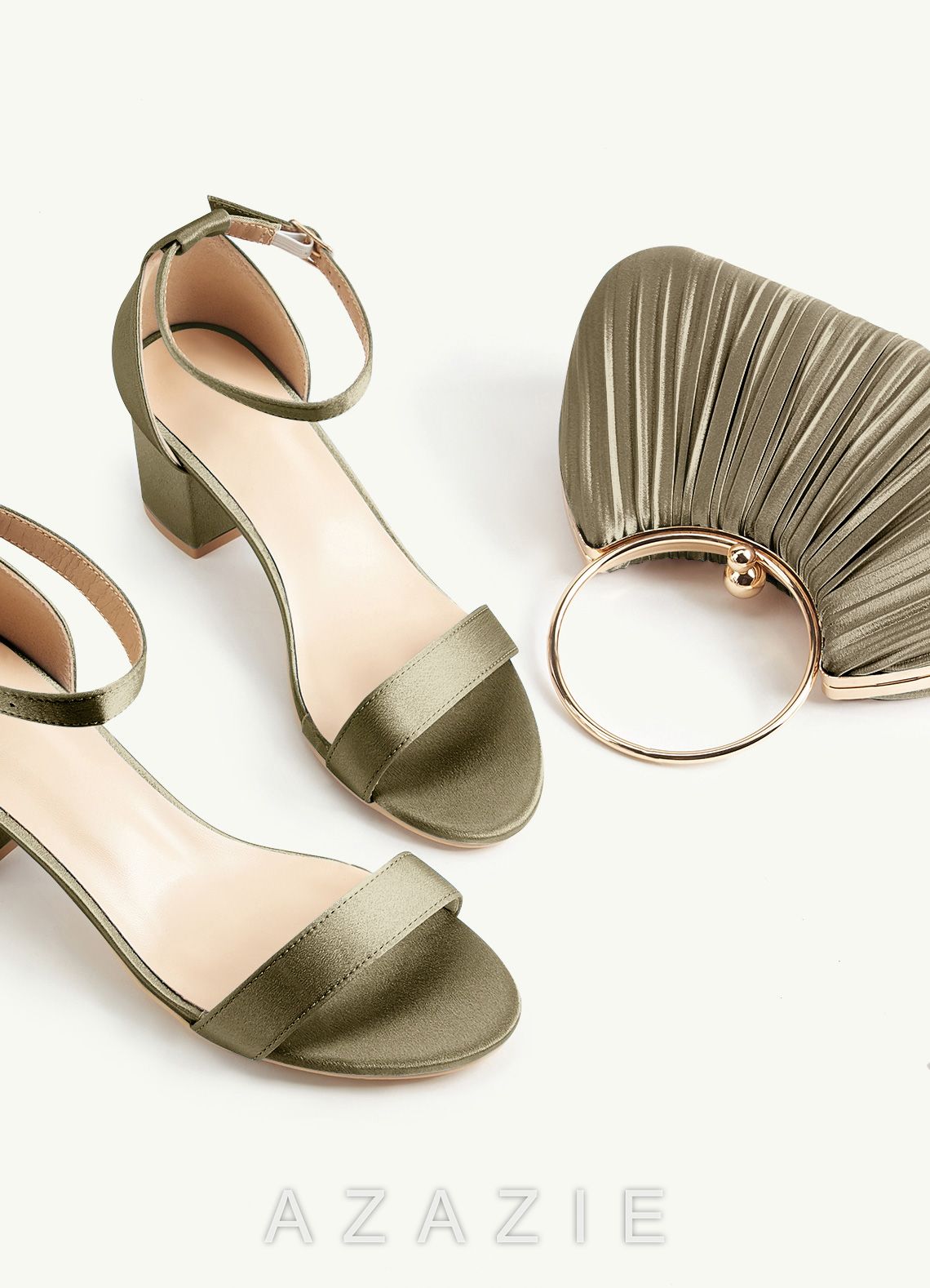 Matching Color Metallic Satin Pleated Handbag
