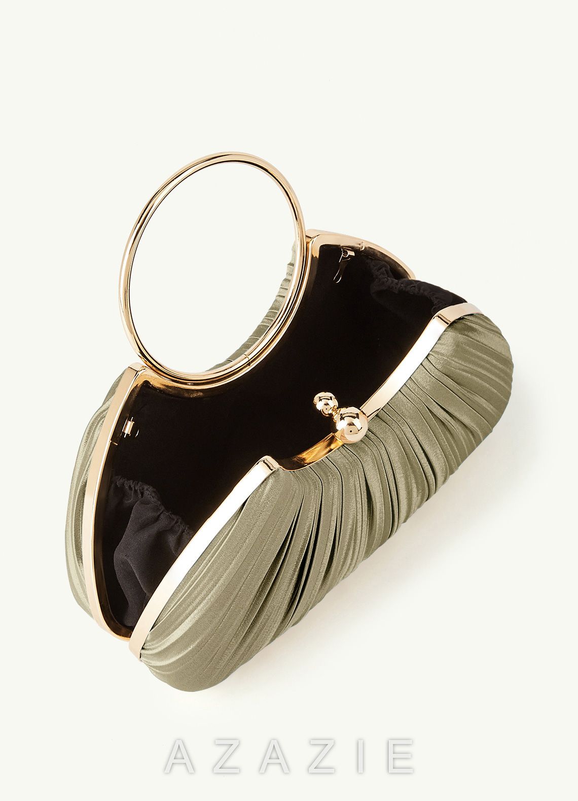 Matching Color Metallic Satin Pleated Handbag
