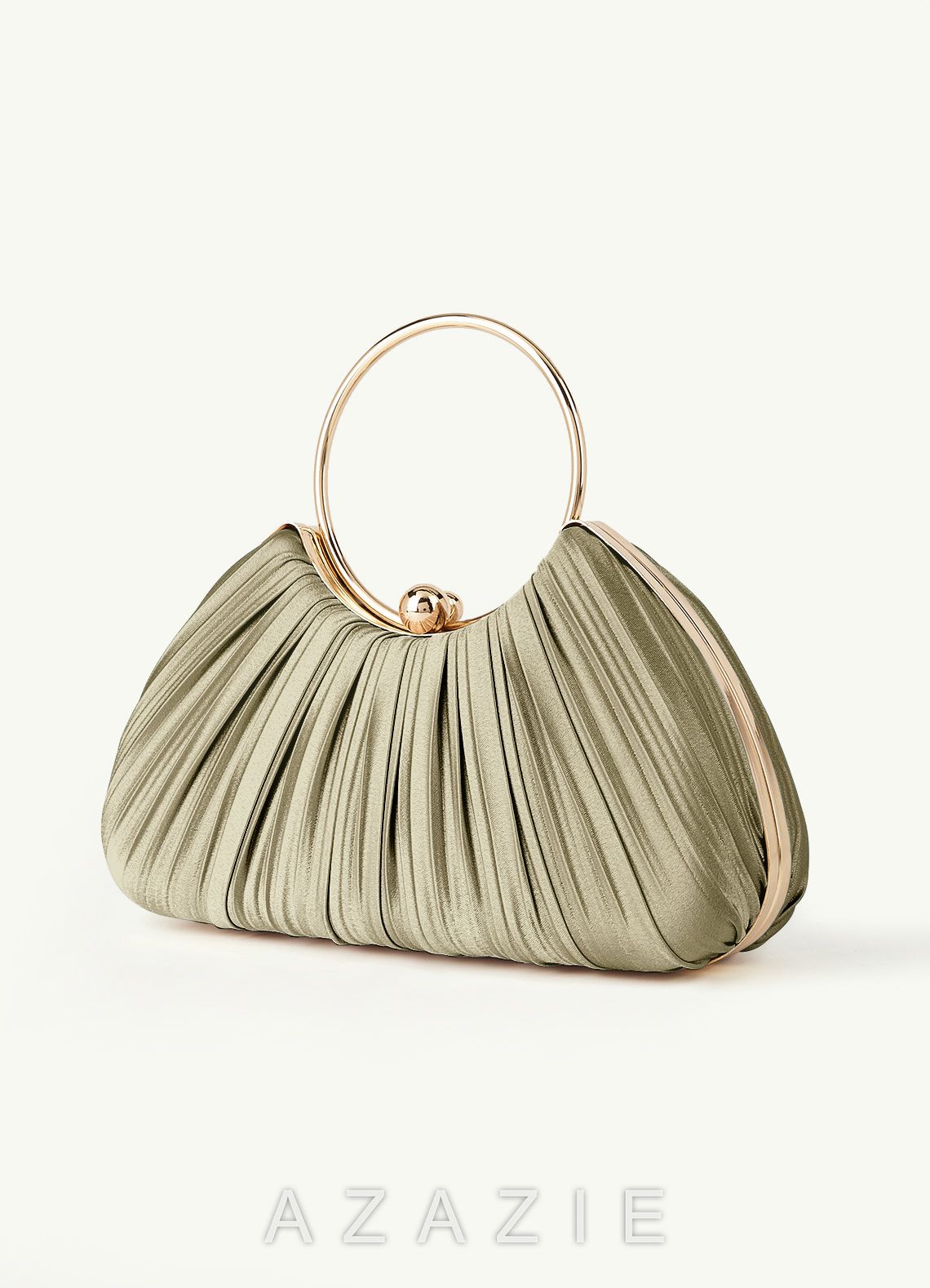 Matching Color Metallic Satin Pleated Handbag