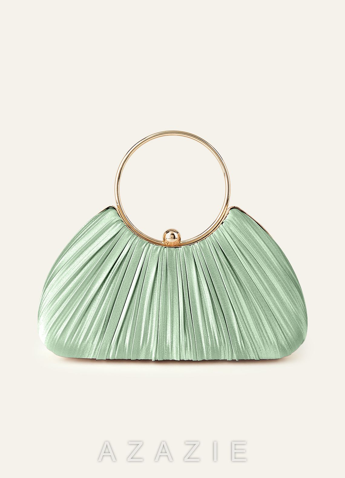 Matching Color Metallic Satin Pleated Handbag