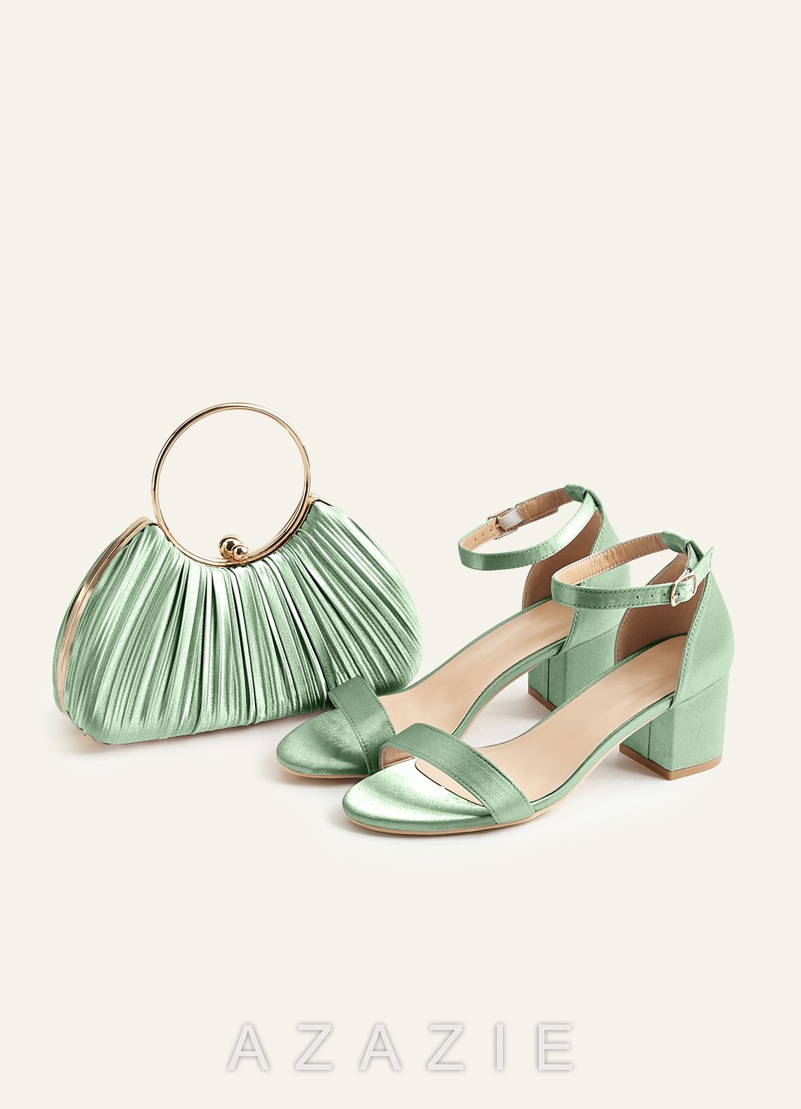 Matching Color Metallic Satin Pleated Handbag