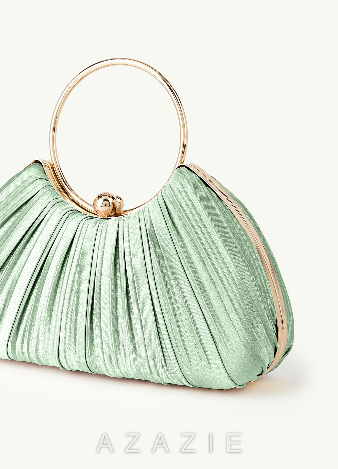Matching Color Metallic Satin Pleated Handbag