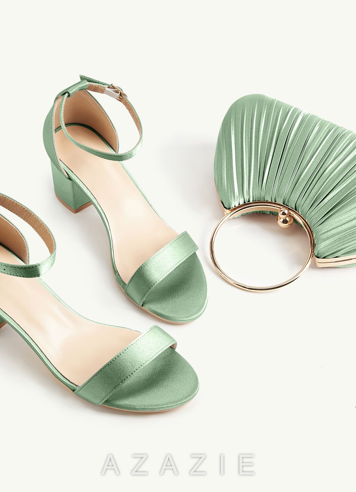 Matching Color Metallic Satin Pleated Handbag