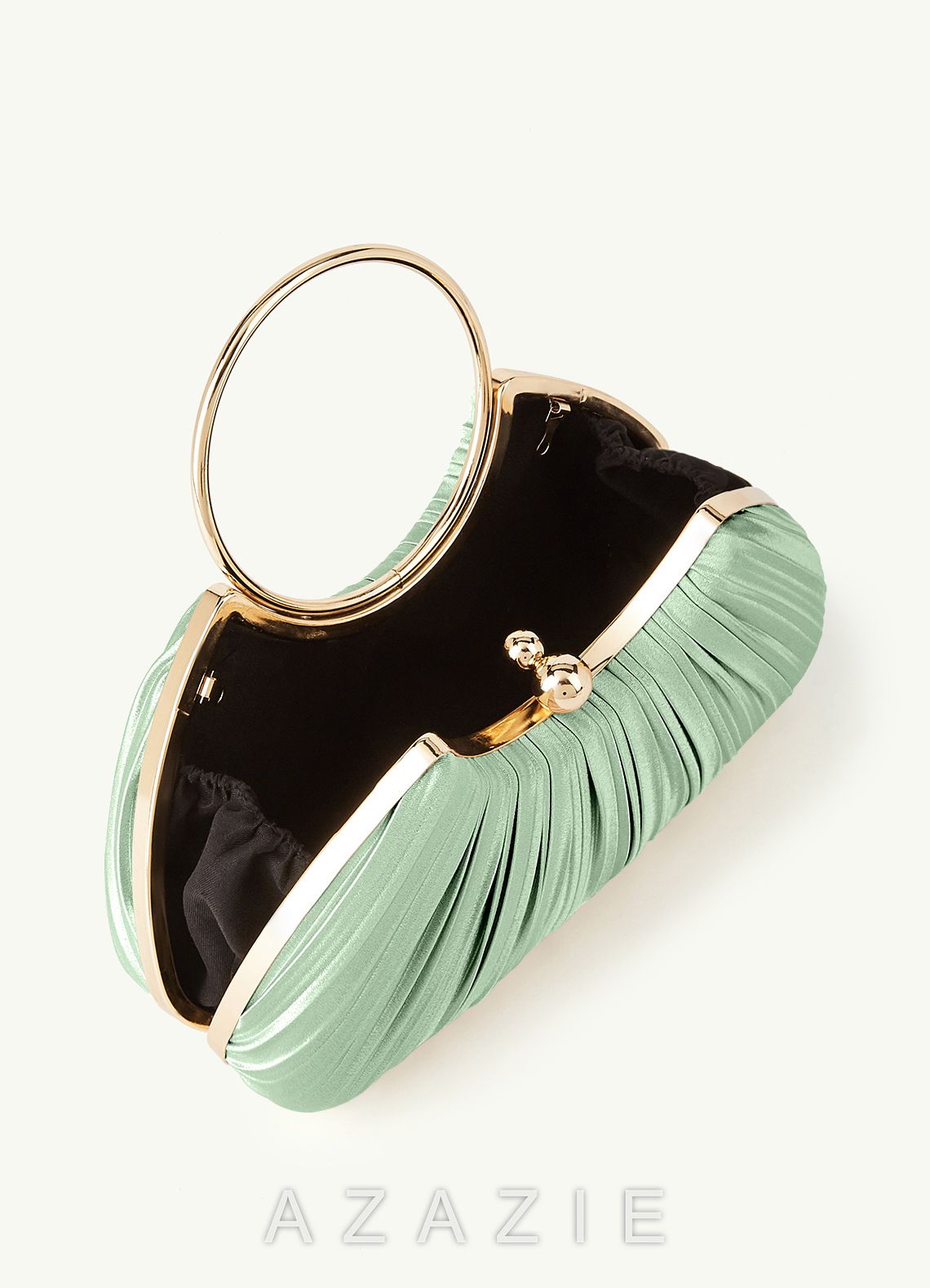 Matching Color Metallic Satin Pleated Handbag