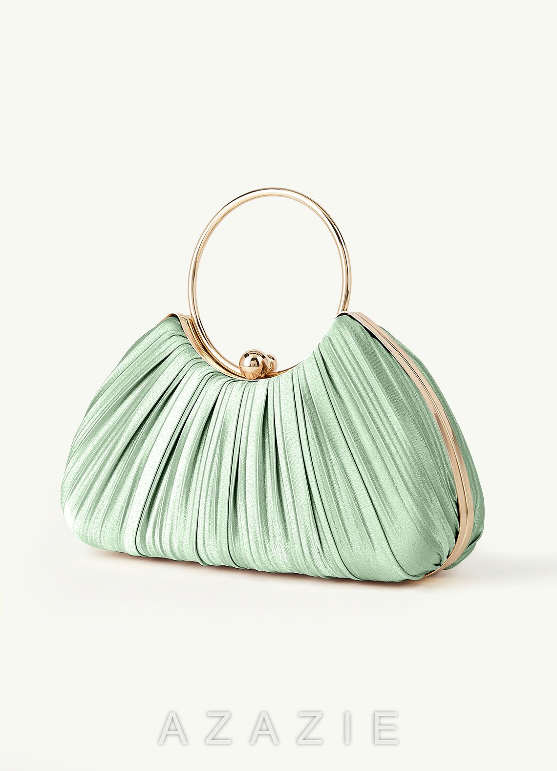 Matching Color Metallic Satin Pleated Handbag