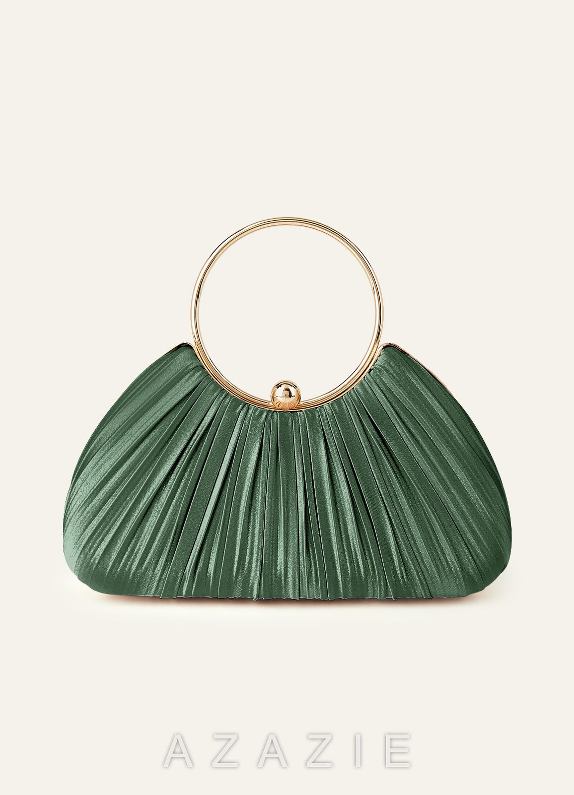 Matching Color Metallic Satin Pleated Handbag