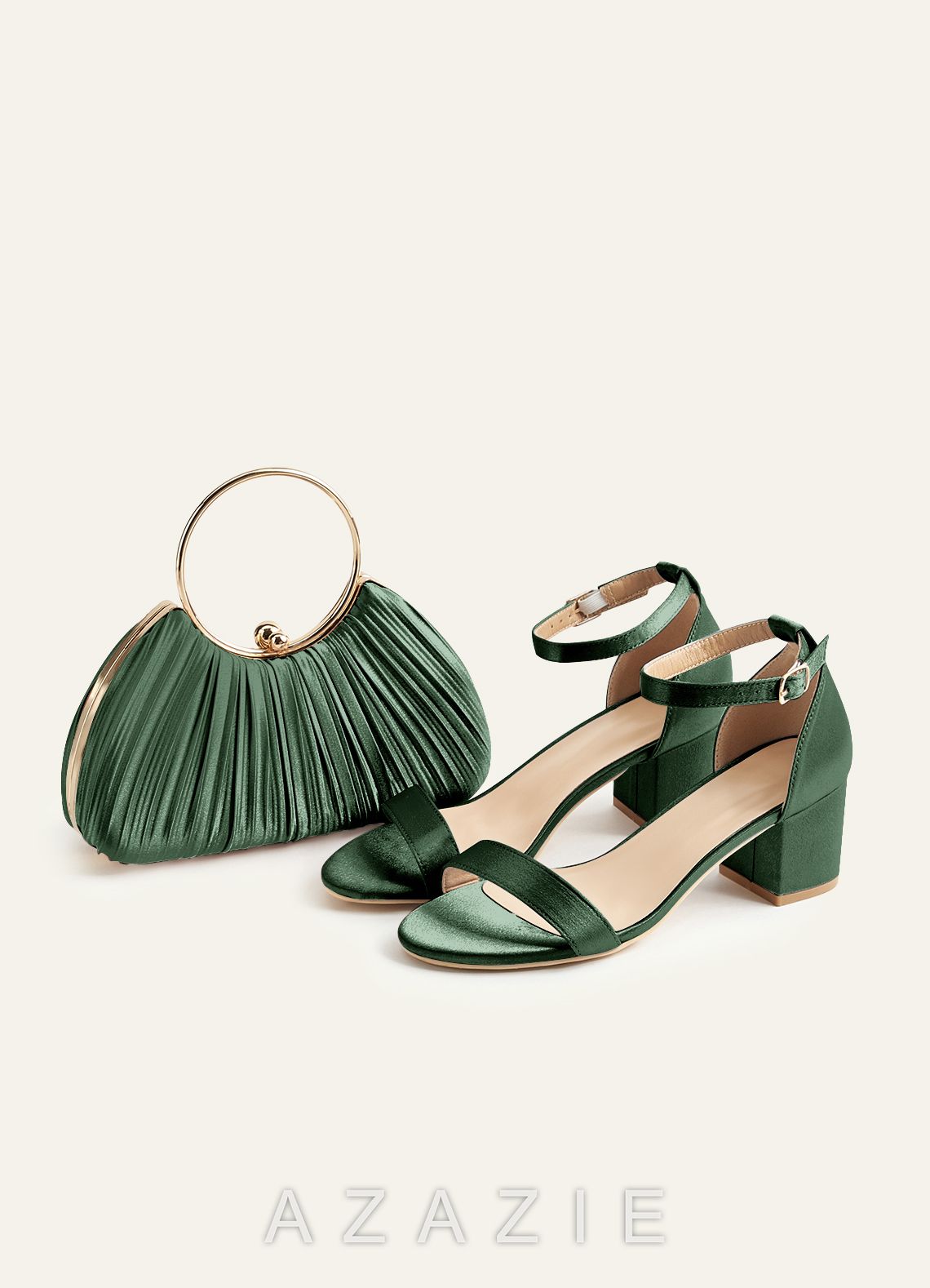 Matching Color Metallic Satin Pleated Handbag