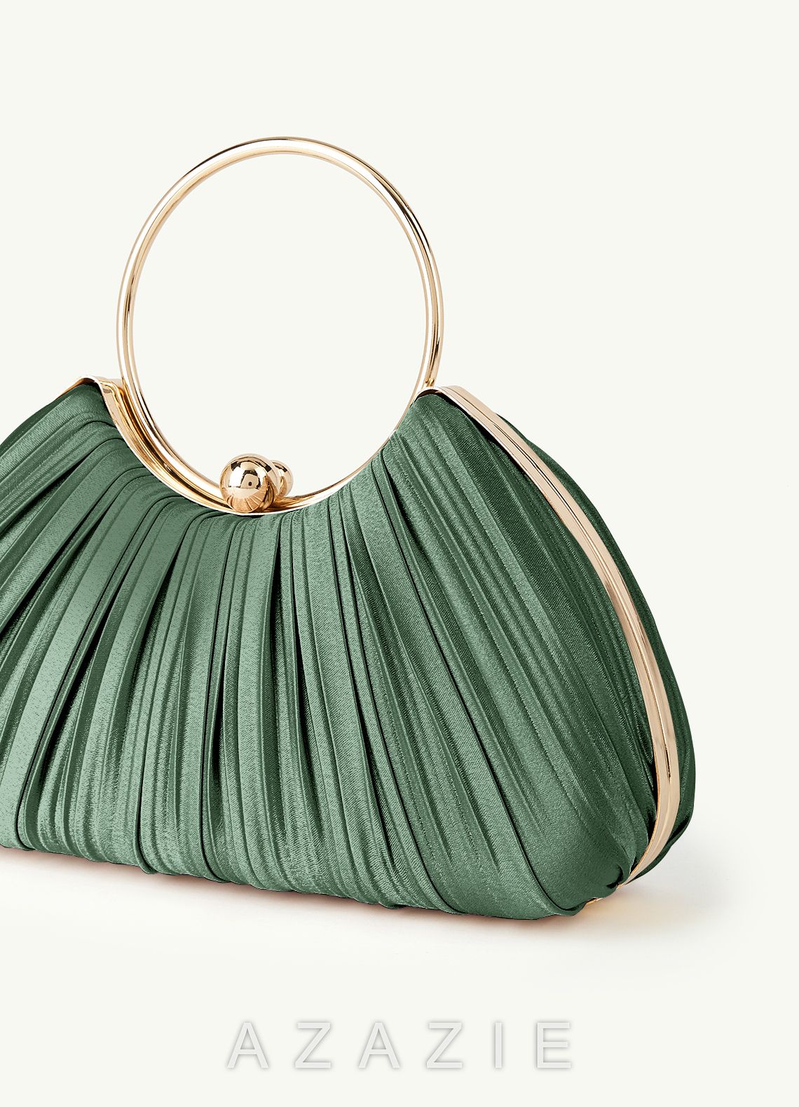 Matching Color Metallic Satin Pleated Handbag