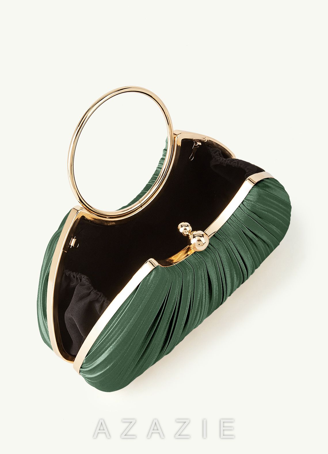 Matching Color Metallic Satin Pleated Handbag