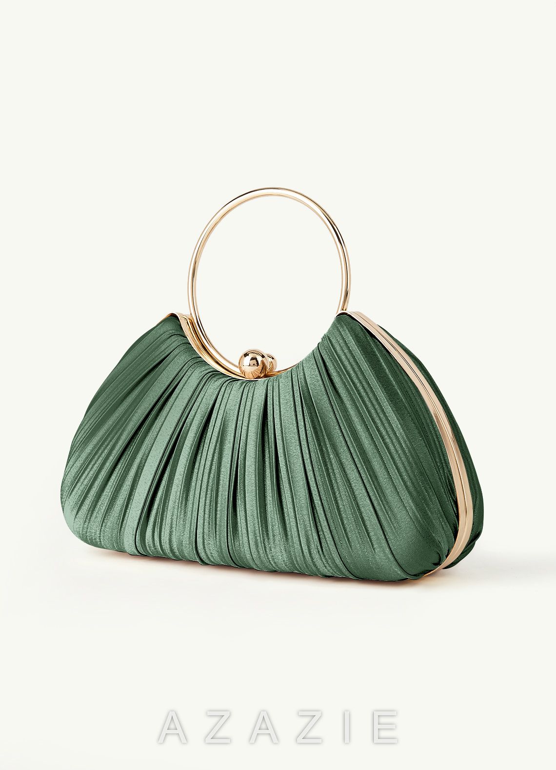 Matching Color Metallic Satin Pleated Handbag