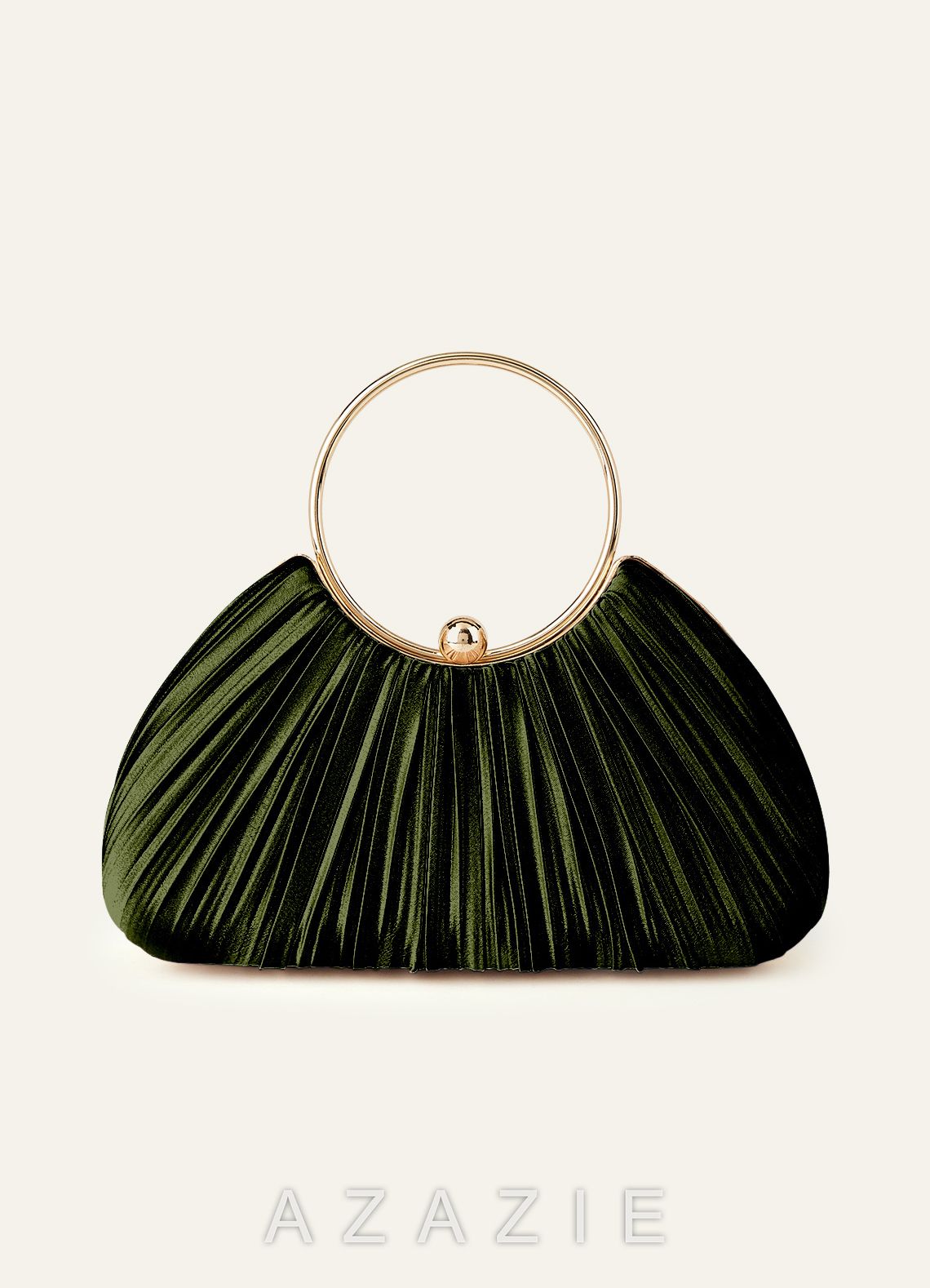 Matching Color Metallic Satin Pleated Handbag