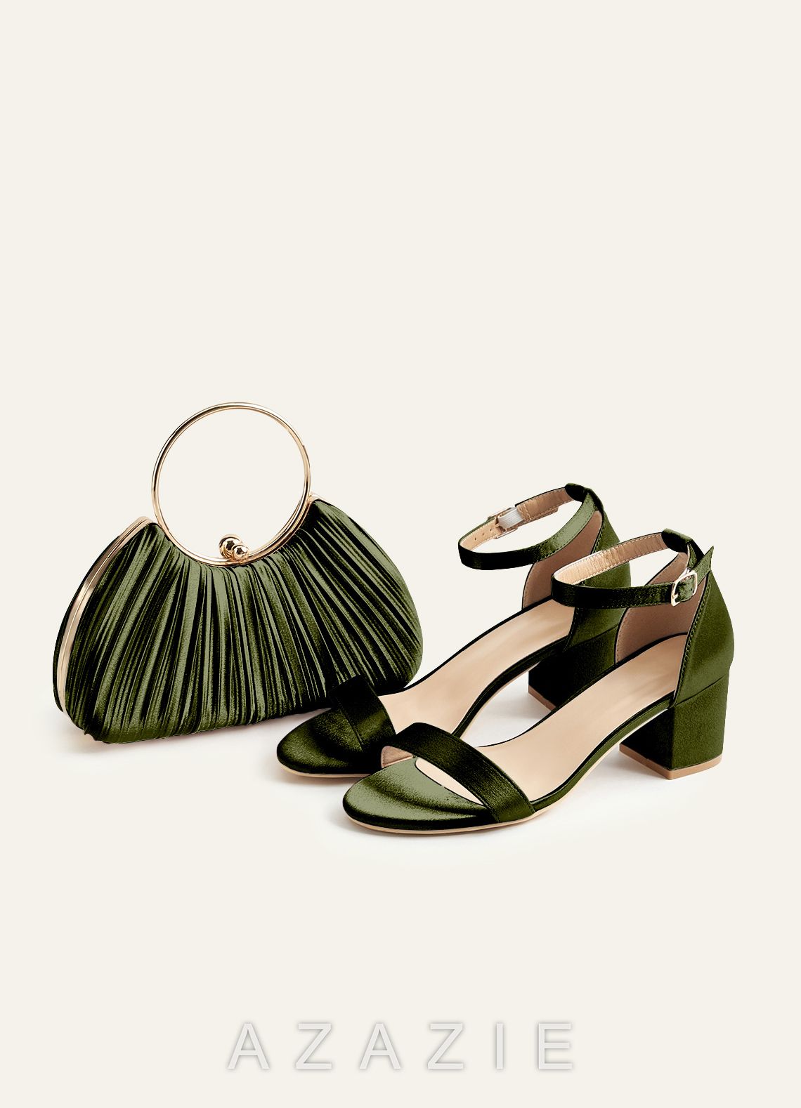 Matching Color Metallic Satin Pleated Handbag