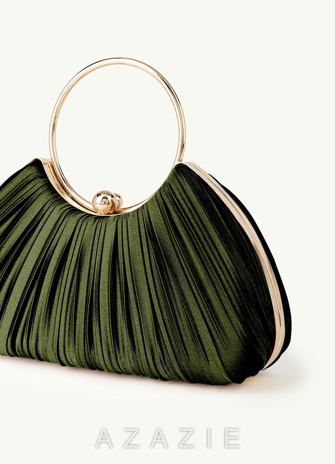 Matching Color Metallic Satin Pleated Handbag