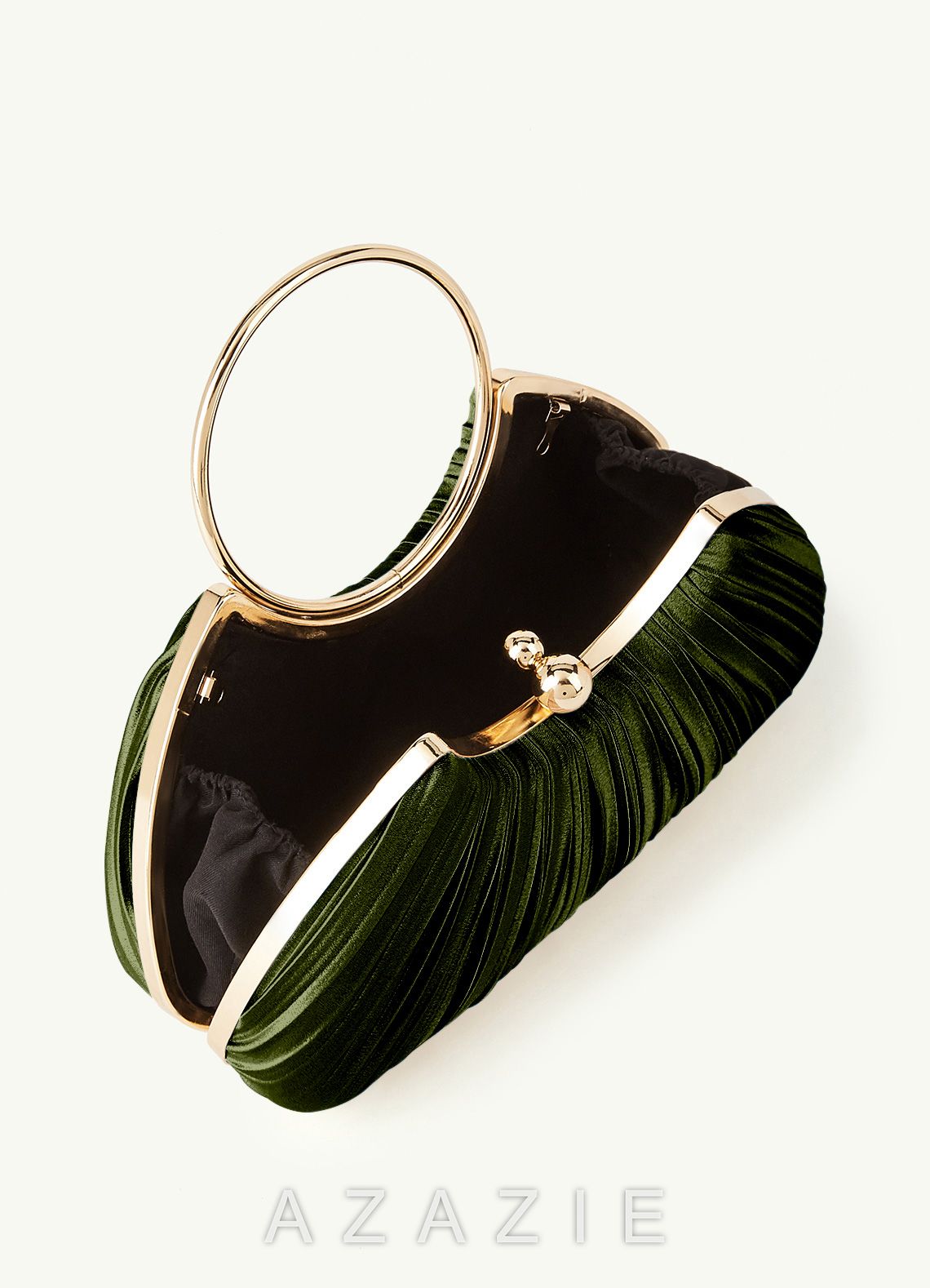 Matching Color Metallic Satin Pleated Handbag