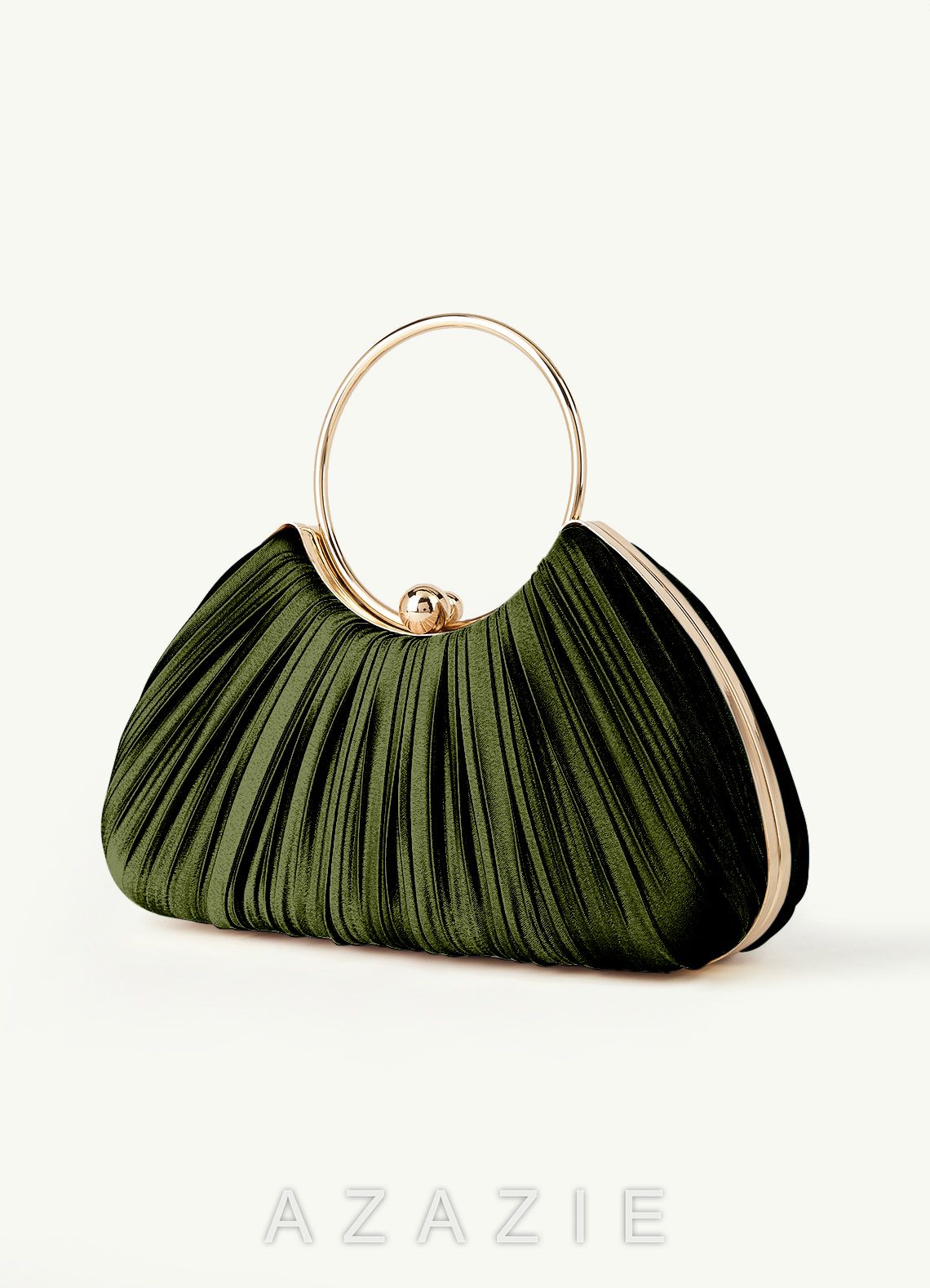Matching Color Metallic Satin Pleated Handbag