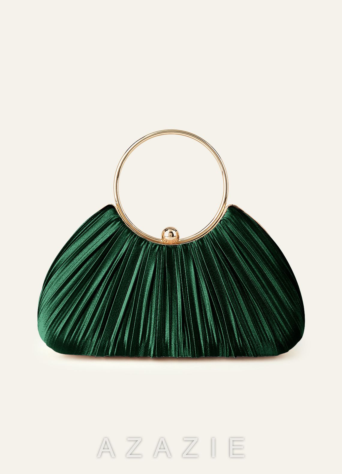 Matching Color Metallic Satin Pleated Handbag