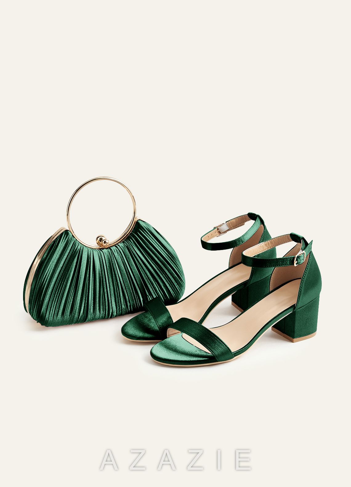 Matching Color Metallic Satin Pleated Handbag