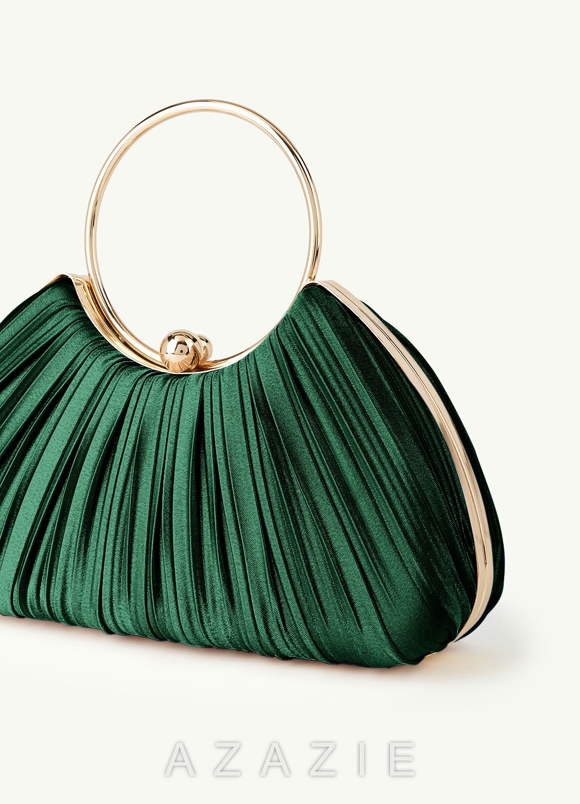 Matching Color Metallic Satin Pleated Handbag