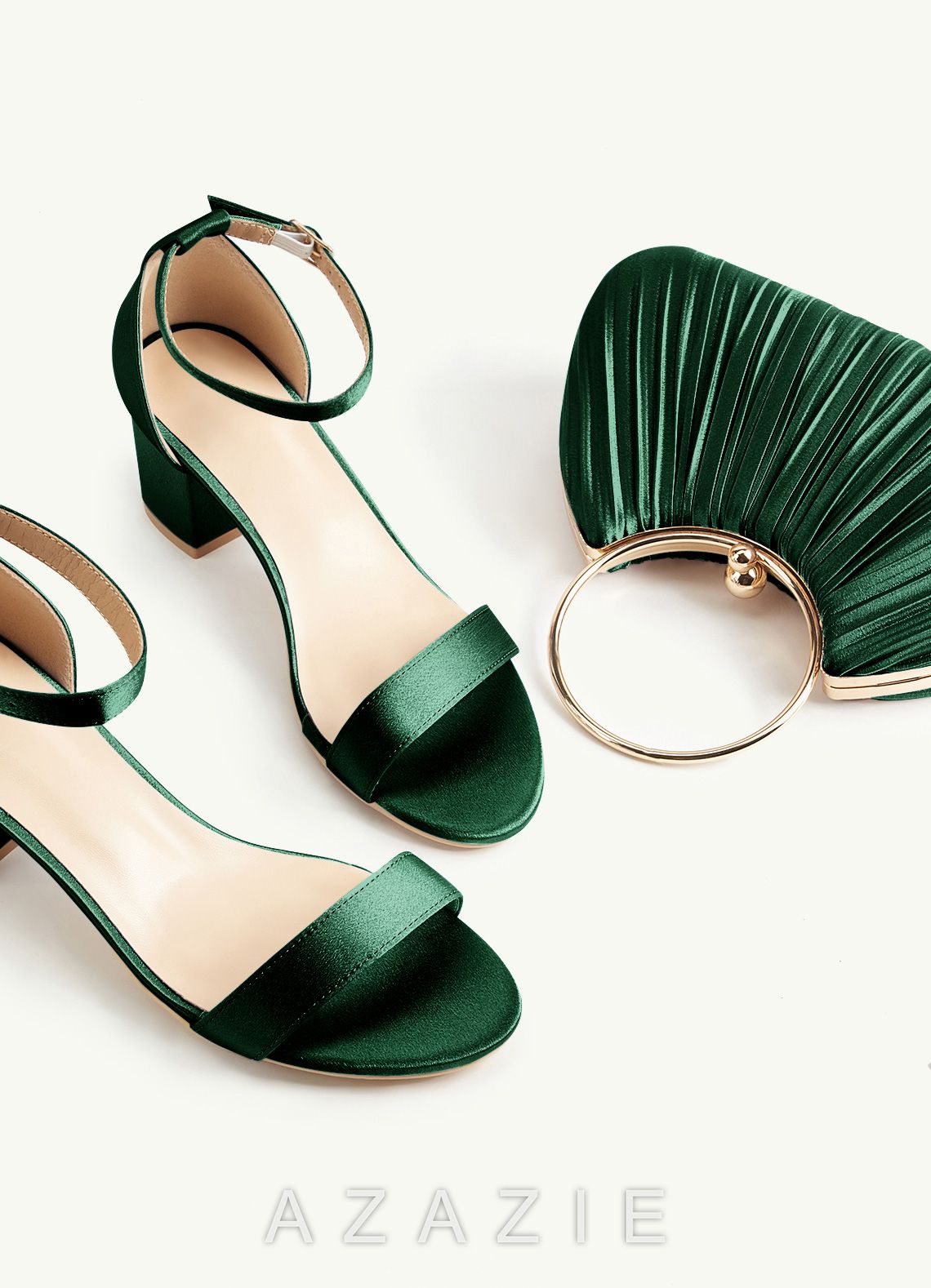 Matching Color Metallic Satin Pleated Handbag