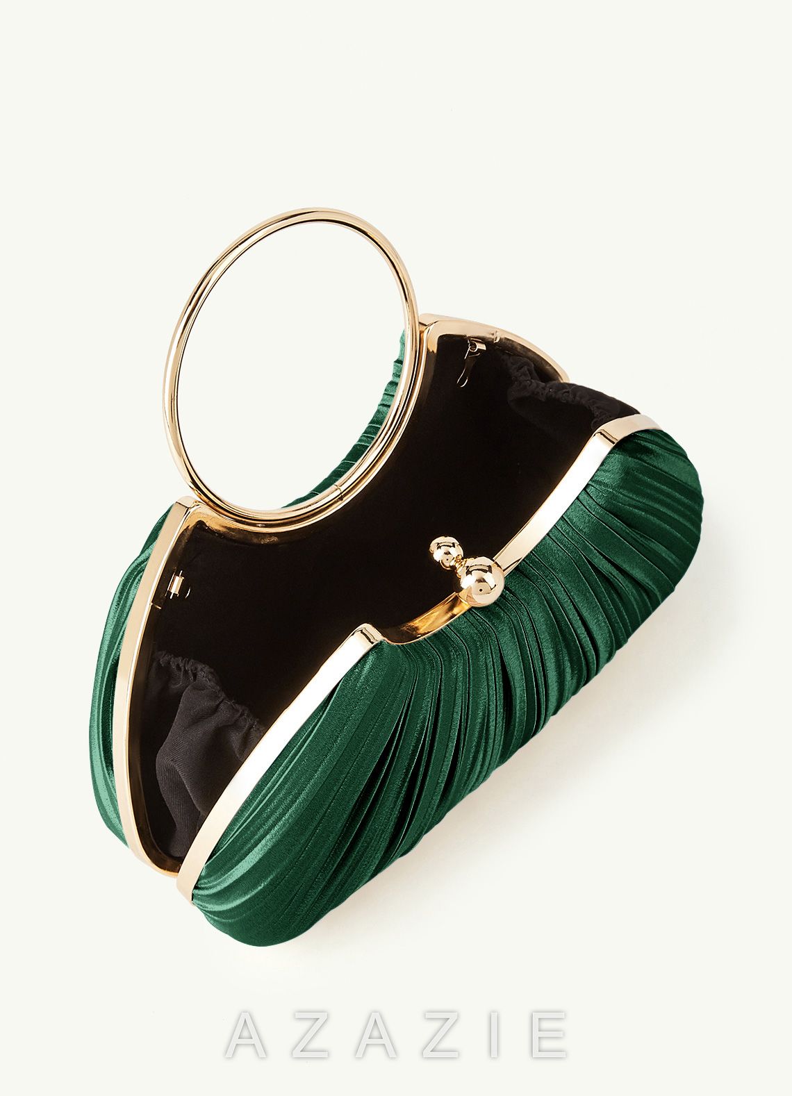 Matching Color Metallic Satin Pleated Handbag
