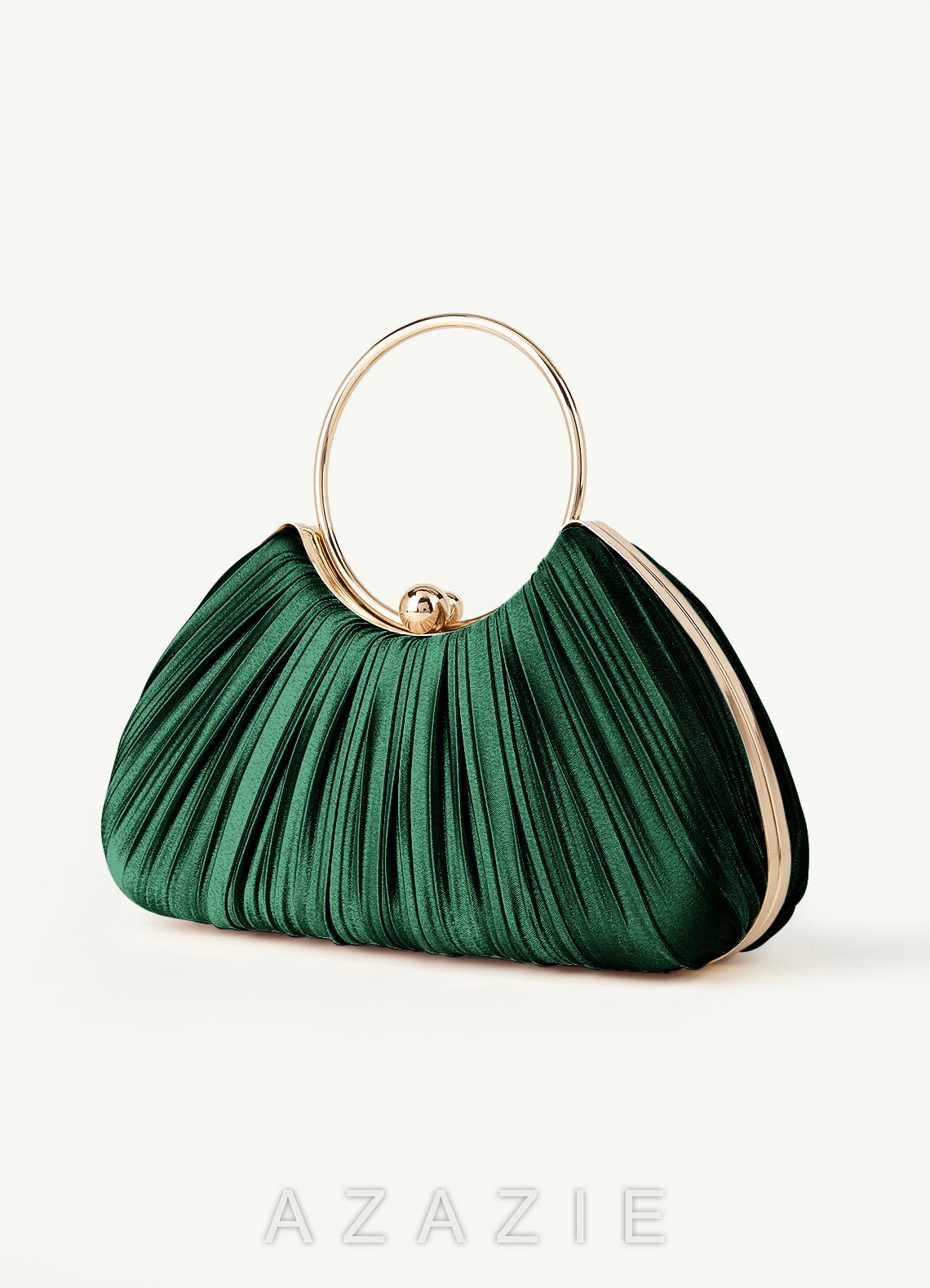 Matching Color Metallic Satin Pleated Handbag