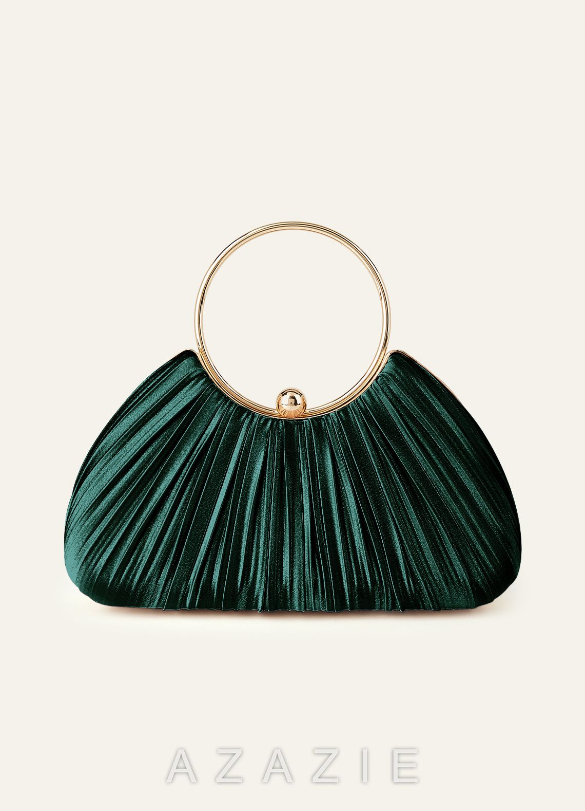 Matching Color Metallic Satin Pleated Handbag