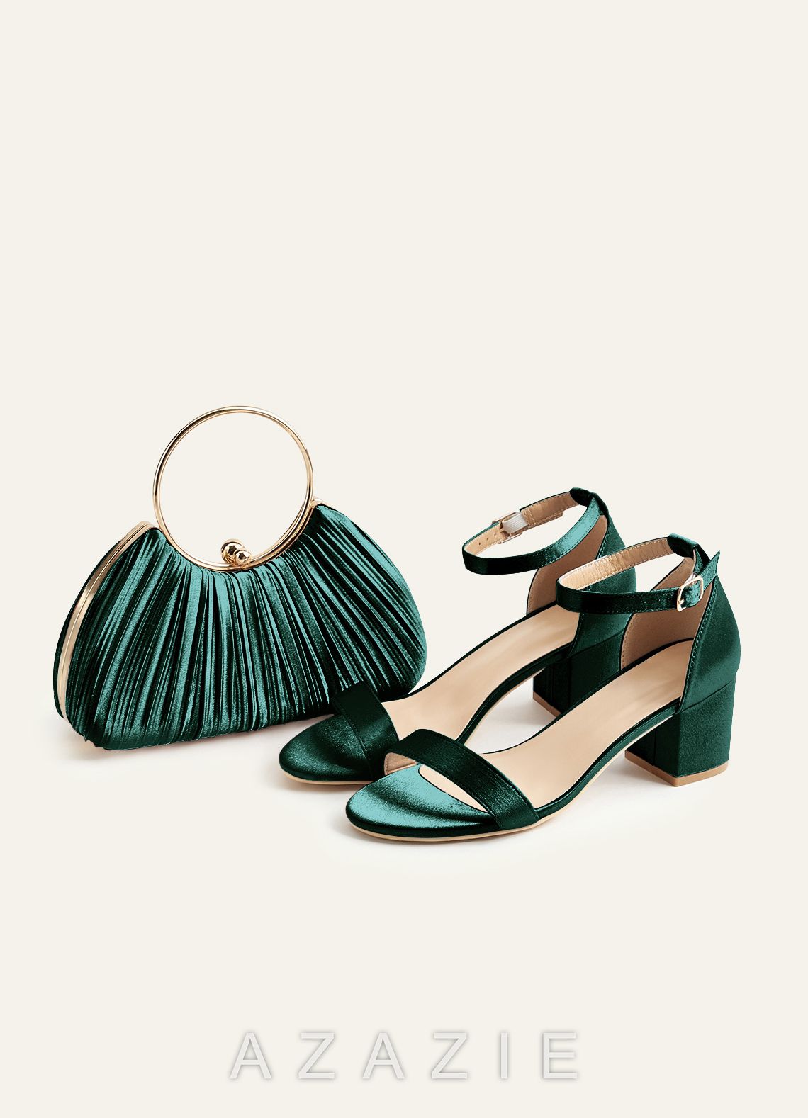 Matching Color Metallic Satin Pleated Handbag