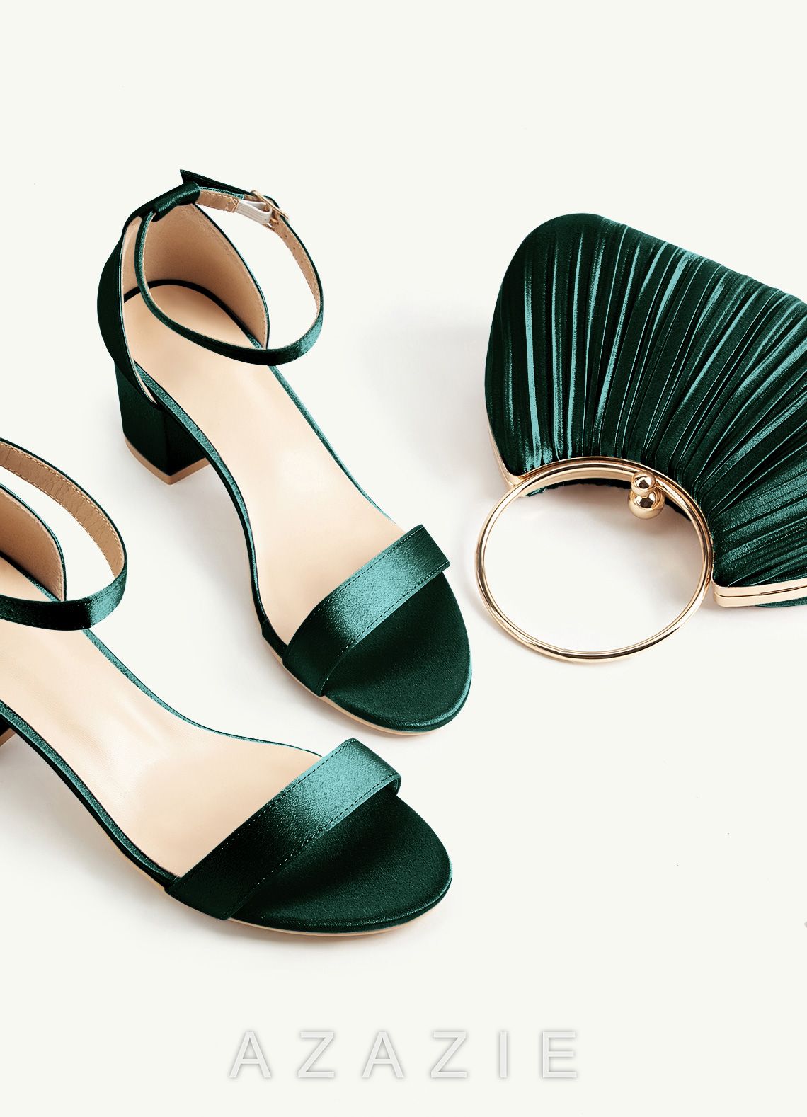 Matching Color Metallic Satin Pleated Handbag