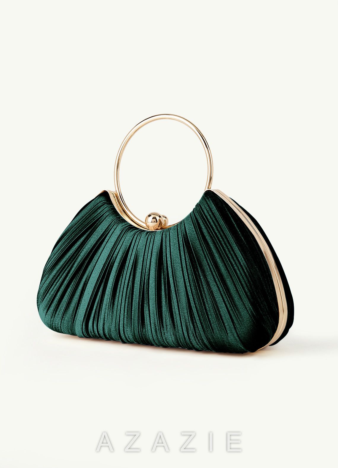Matching Color Metallic Satin Pleated Handbag