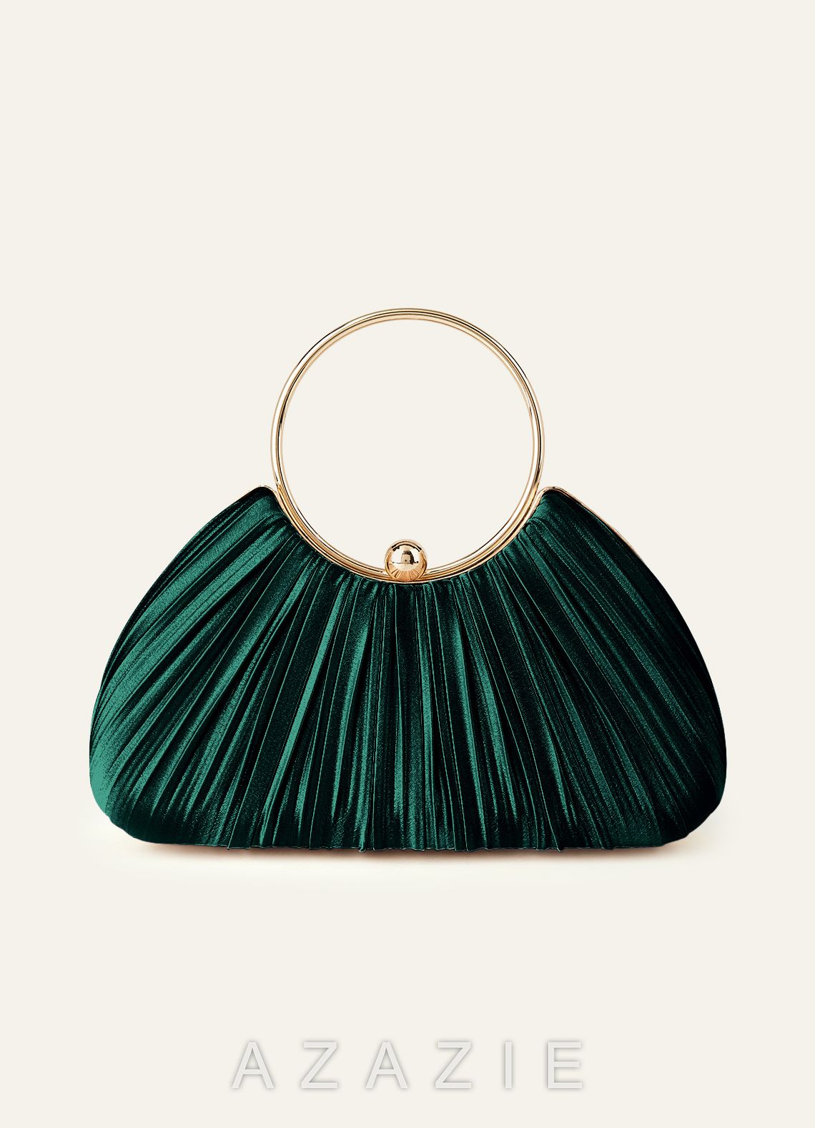 Matching Color Metallic Satin Pleated Handbag