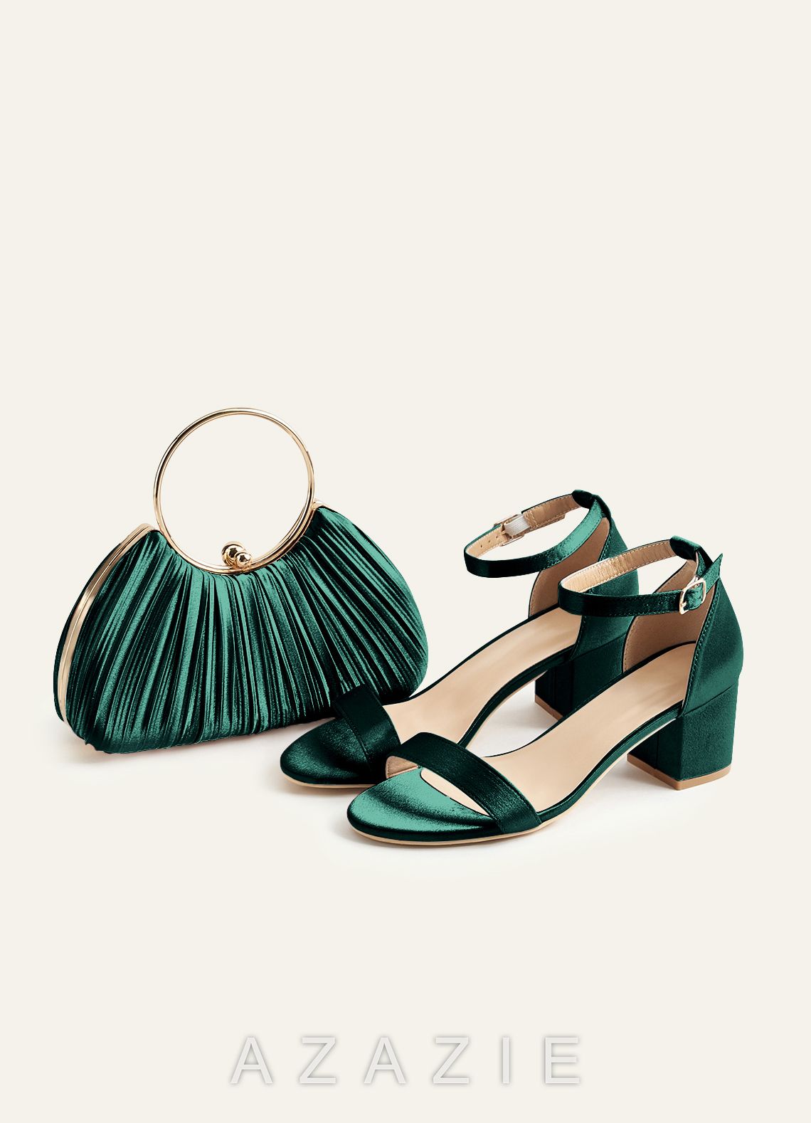 Matching Color Metallic Satin Pleated Handbag