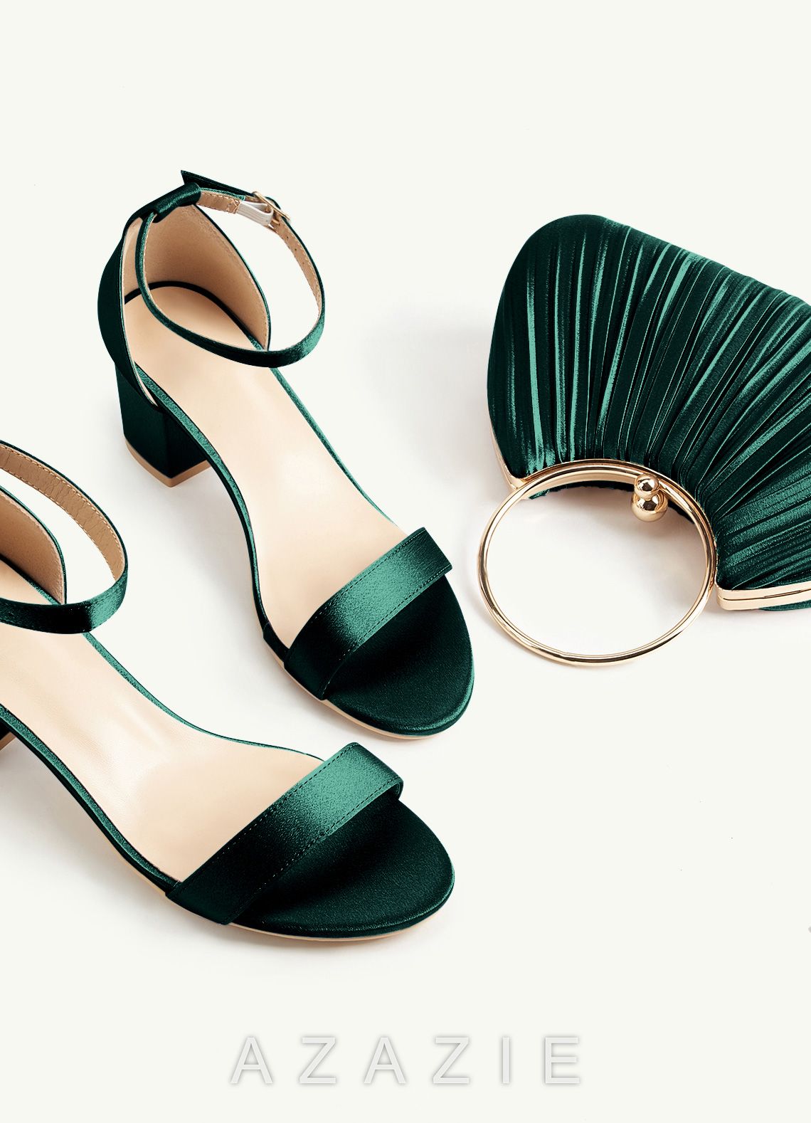 Matching Color Metallic Satin Pleated Handbag