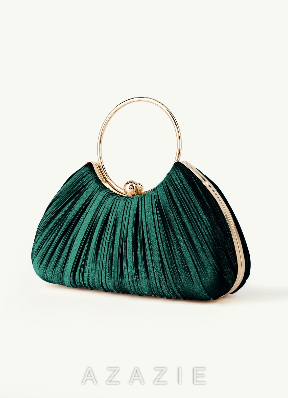 Matching Color Metallic Satin Pleated Handbag