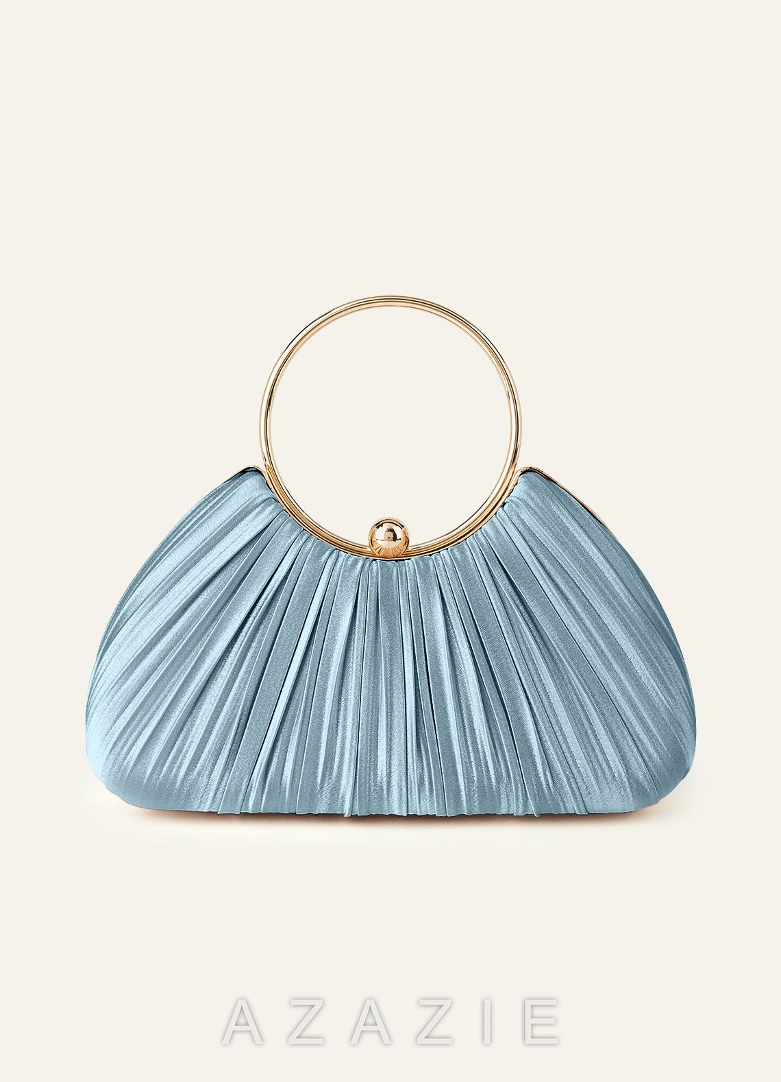 Matching Color Metallic Satin Pleated Handbag