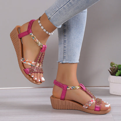 Sandalias de cuña boho para mujer