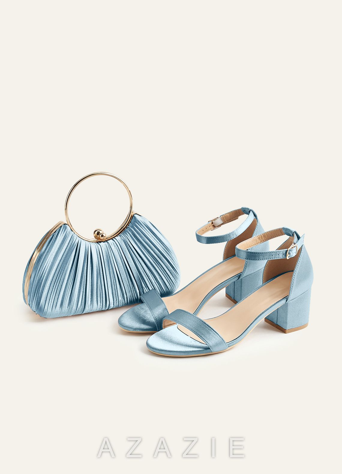 Matching Color Metallic Satin Pleated Handbag