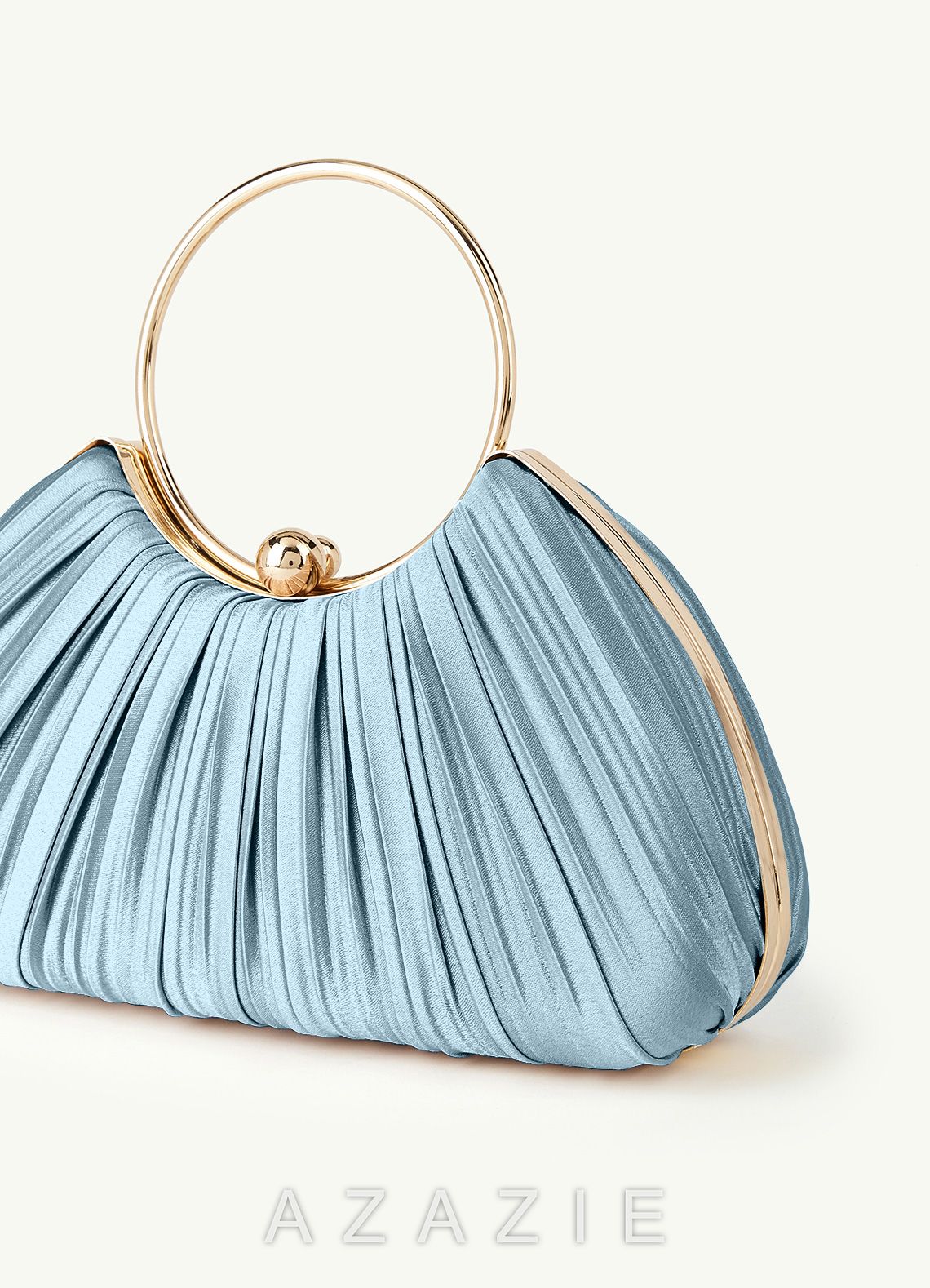 Matching Color Metallic Satin Pleated Handbag