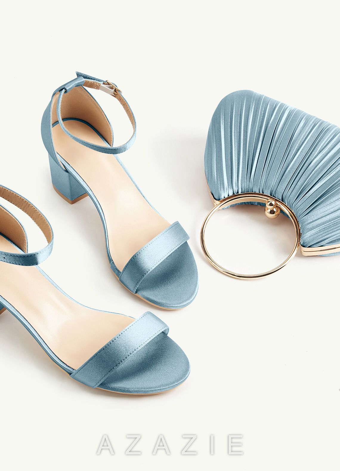 Matching Color Metallic Satin Pleated Handbag