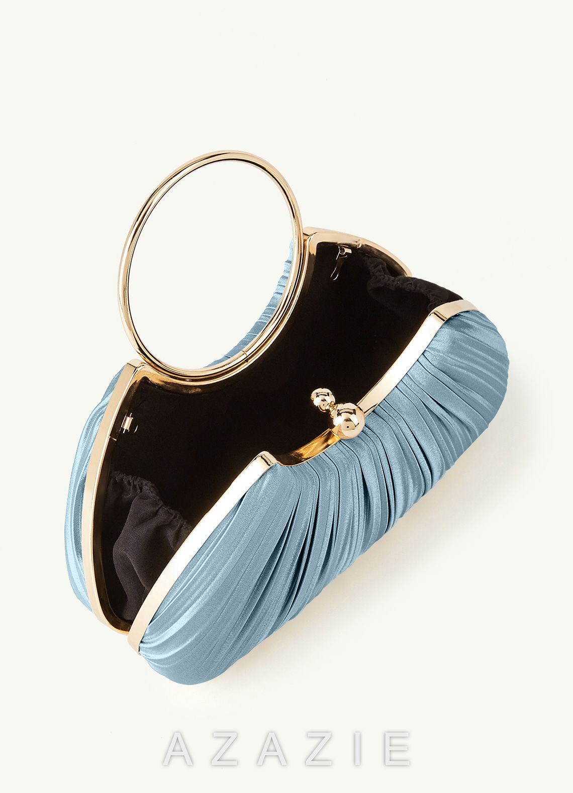 Matching Color Metallic Satin Pleated Handbag