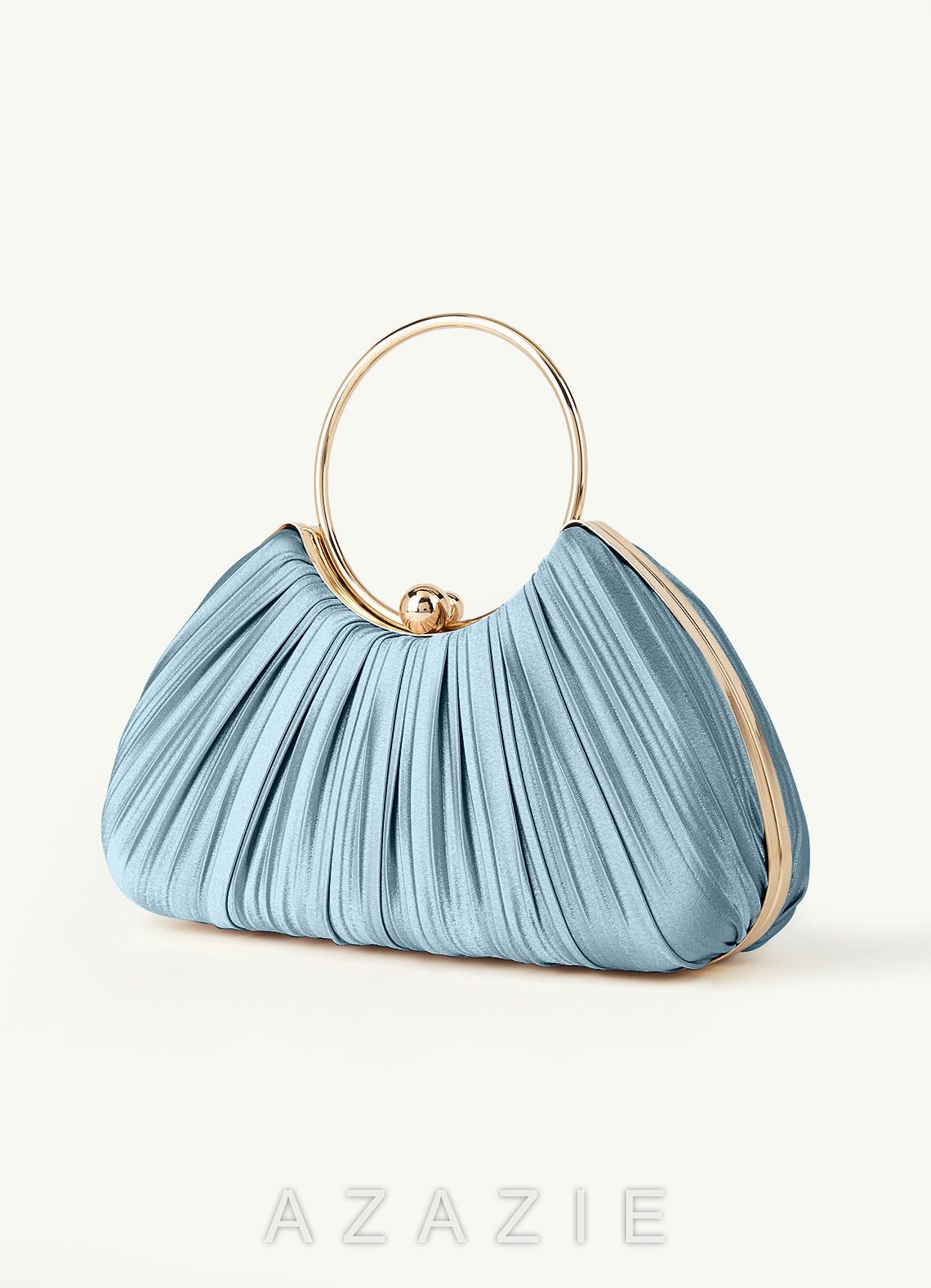 Matching Color Metallic Satin Pleated Handbag