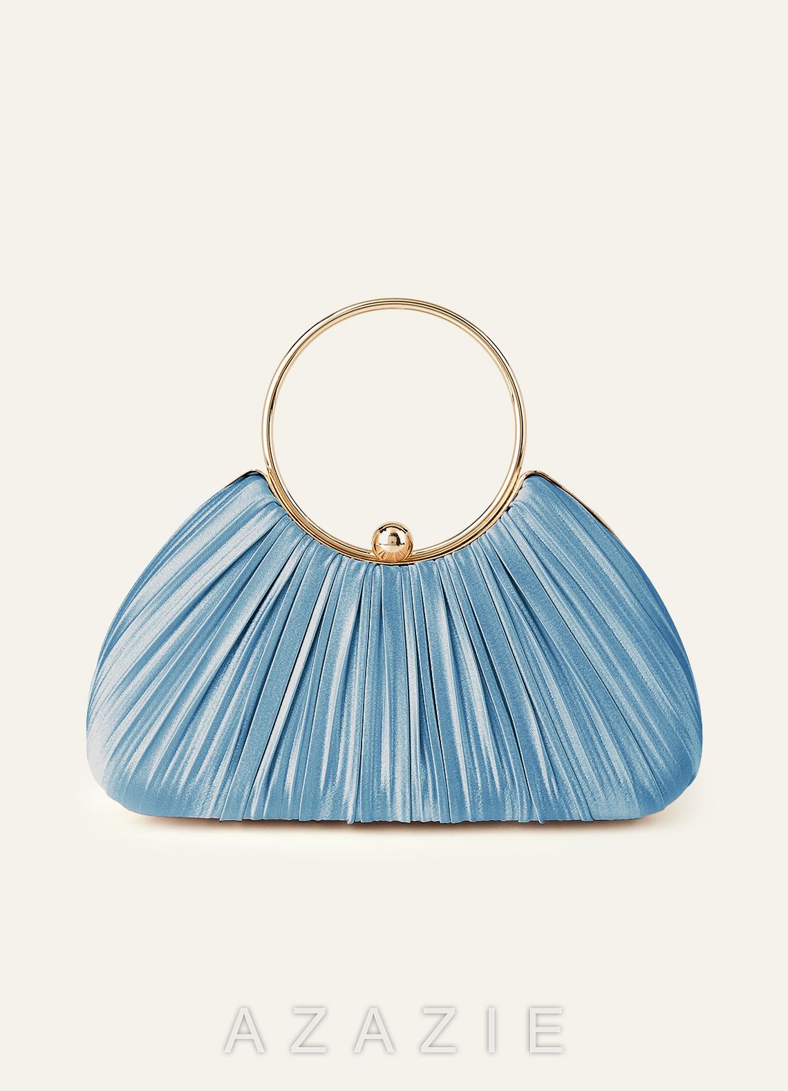 Matching Color Metallic Satin Pleated Handbag